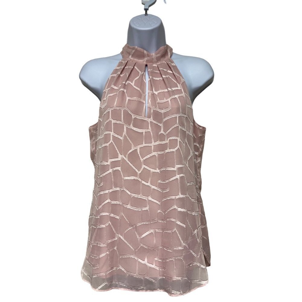 White House Black Market Sleeveless Key Hole Animal Print Blush Size 4